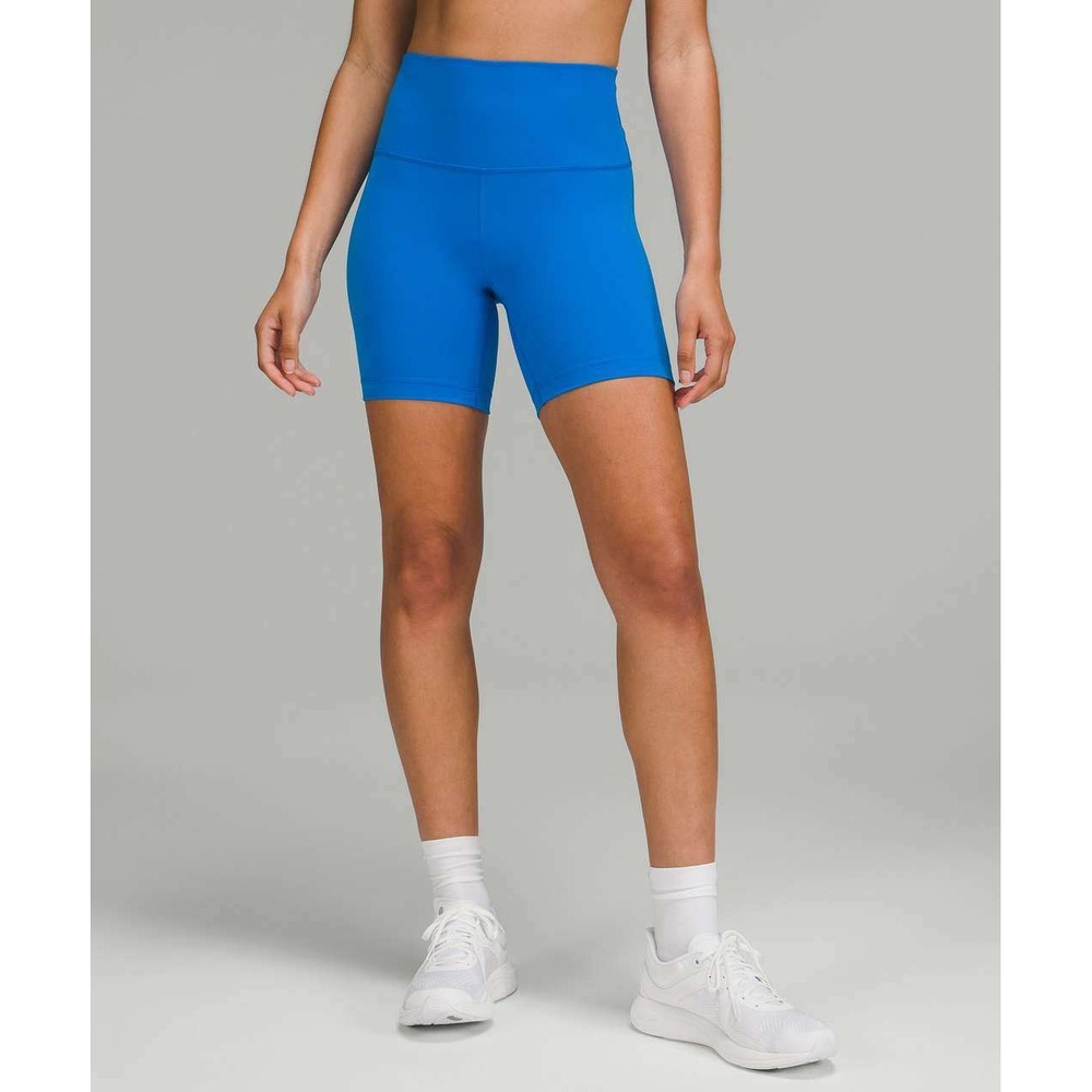 Lululemon Womens Wunder Train High-Rise Blue 6" Athletic Biker Shorts Size 4